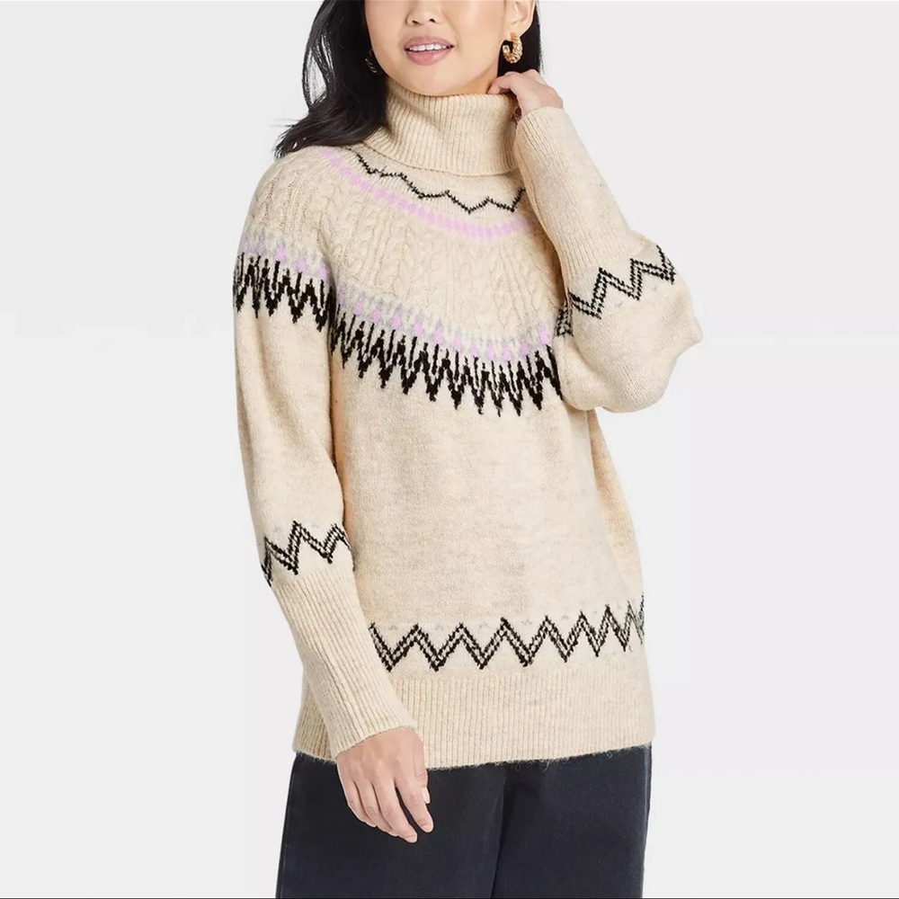 A New Day Women’s Turtleneck Pullover Sweater ~ Beige